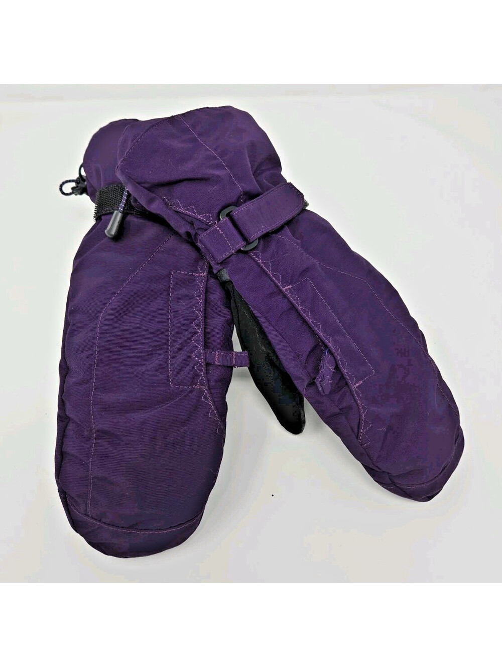 Lands End Eggplant Purple Ski Mittens Gloves Pockets Women's Small